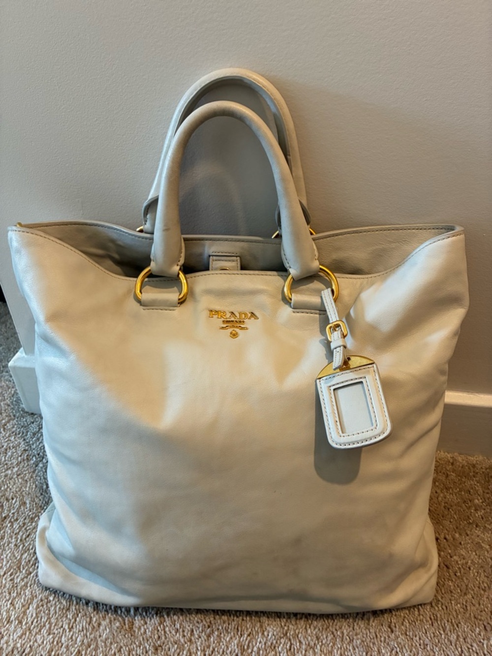Prada Cream Leather Tote - Picture 2 of 11